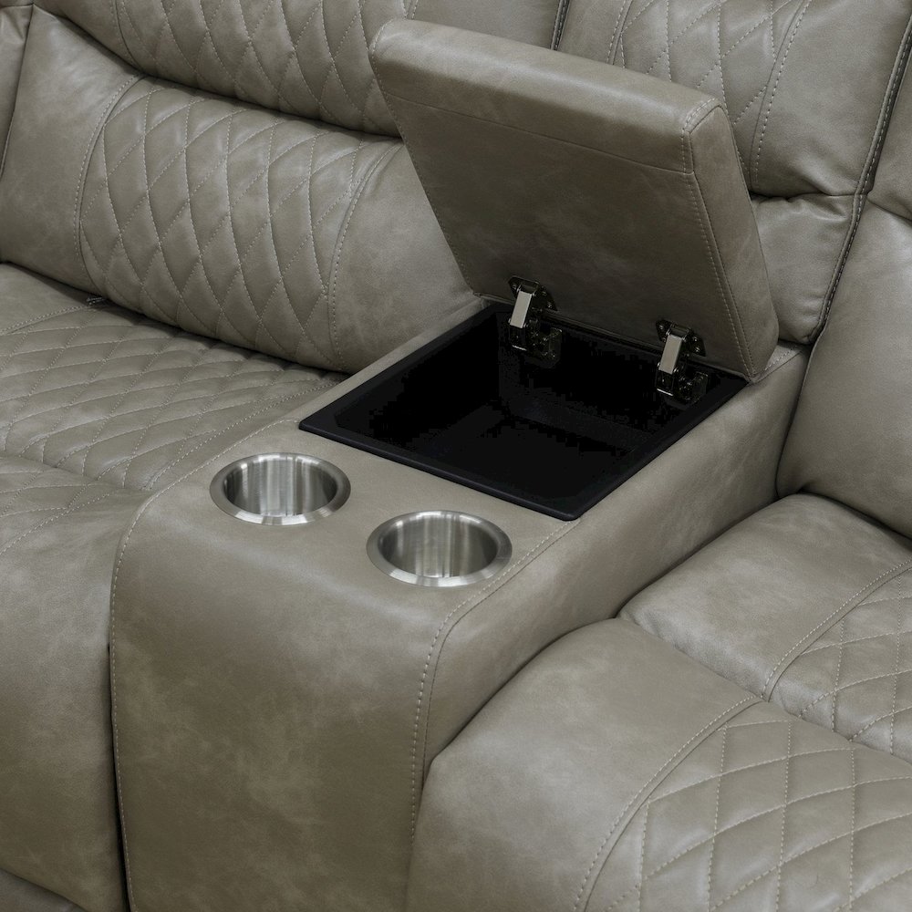 Max Power Recliner Living Room Set with LED Grey. Picture 2