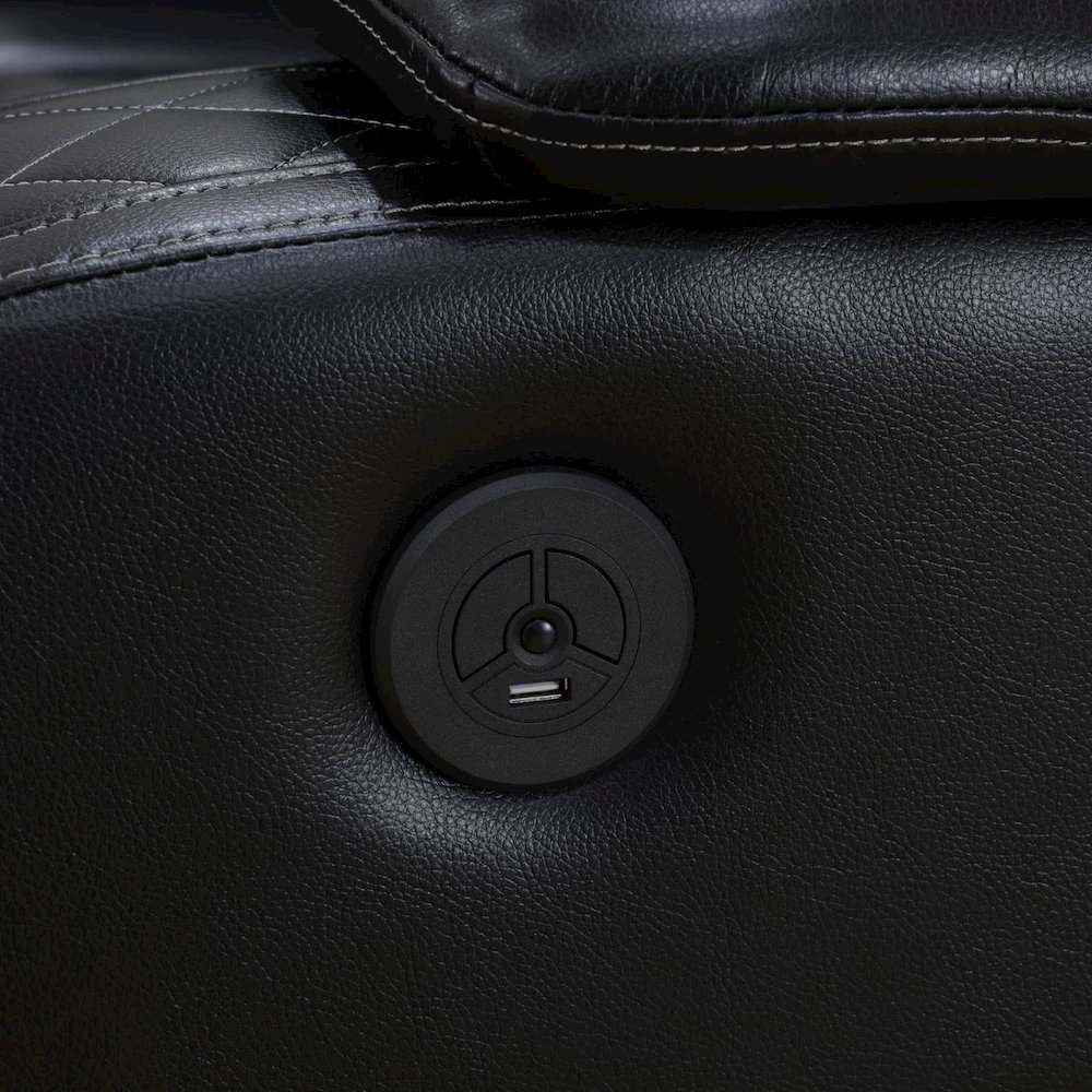Power Recliner Faux Leather Sectional Sofa With Led, Cup Holder And Storage. Picture 2