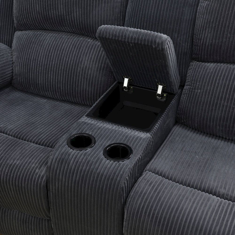 Max Power Recliner Living Room Set with LED Dark Grey. Picture 2