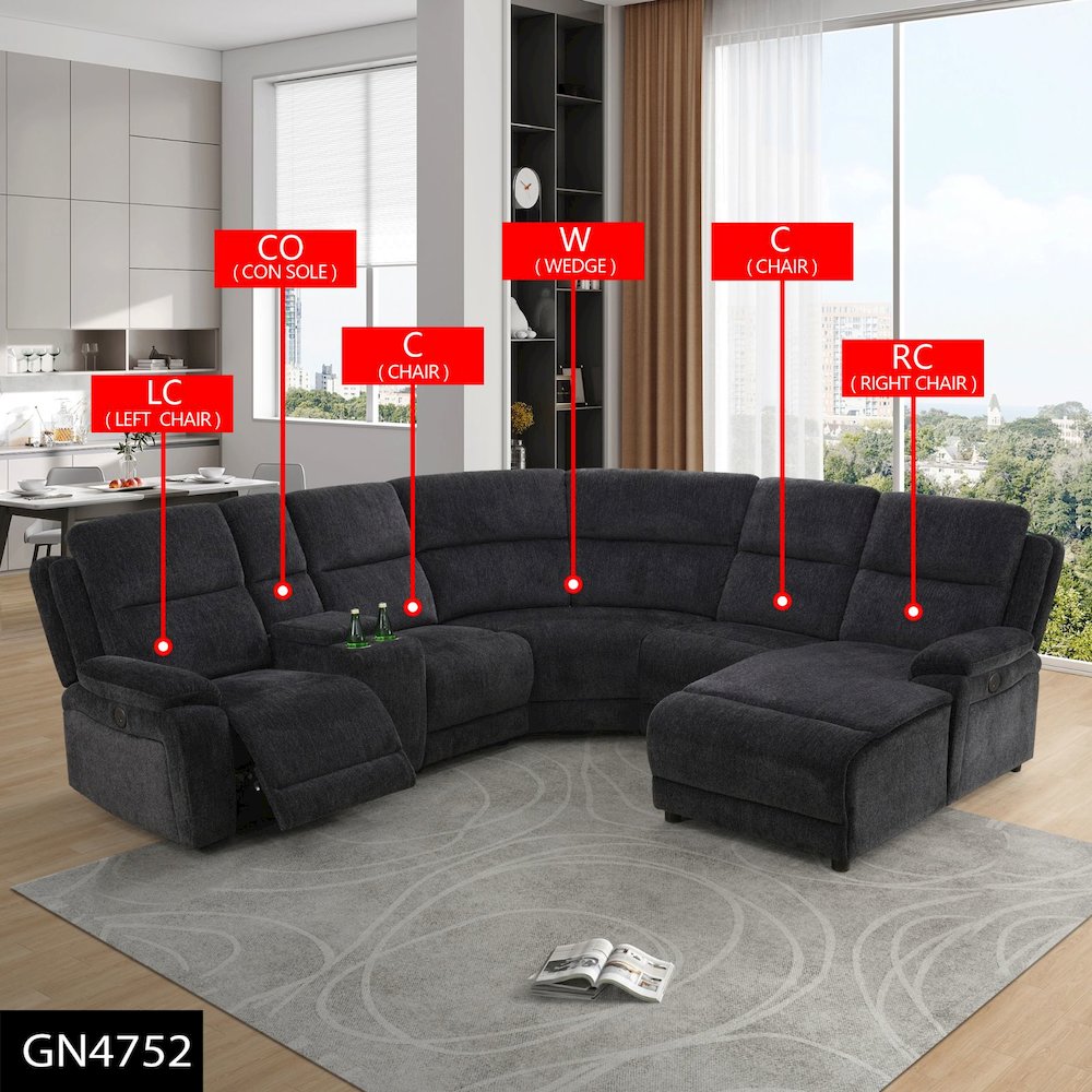 Max Power Recliner Living Room Set Gray& Black. Picture 1