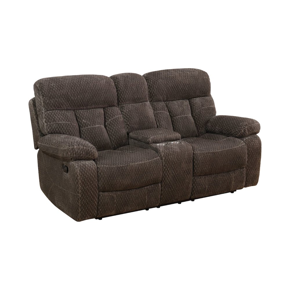 Brown Cashmere Fleece Living Room Recliner Loveseat. Picture 1