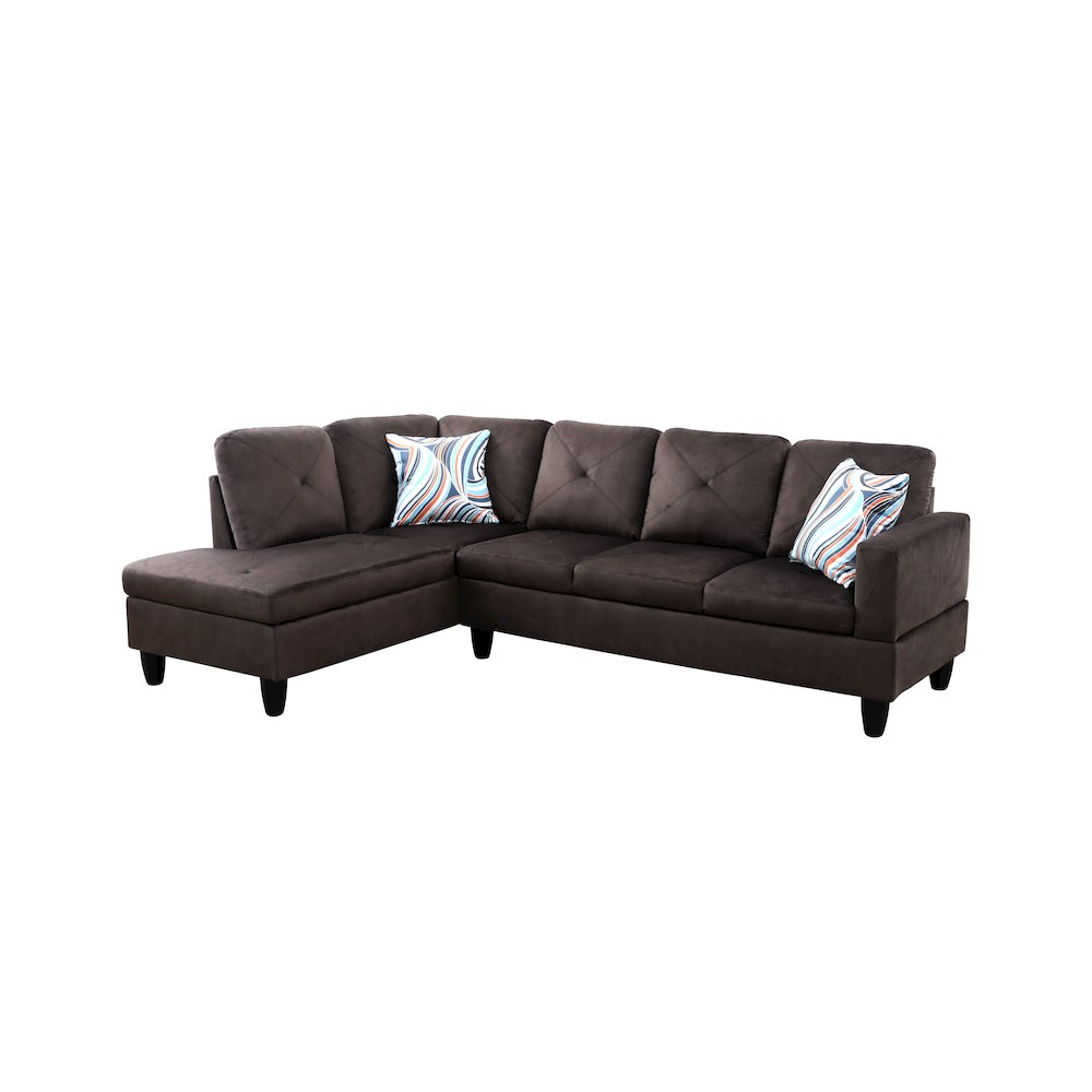 Sectional Sofa Set For Living Room In Left Facing Brown Gray Flannel Color. Picture 1