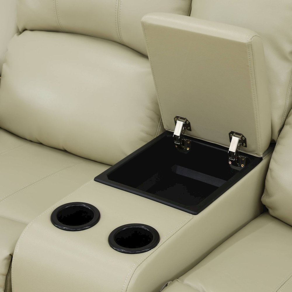 Max Power Recliner Living Room Set with LED Beige. Picture 4