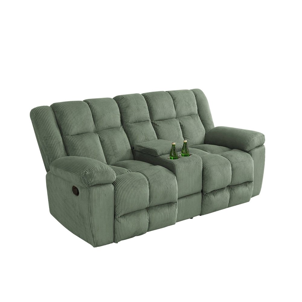 Green Stripe Fabric Living Room Recliner Loveseat. Picture 1