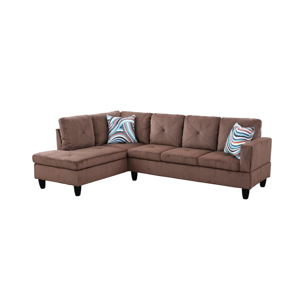 Sectional Sofa Set For Living Room In Left Facing Brown Corduroy Color. Picture 1