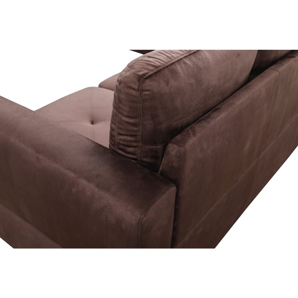 Sectional Sofa Set For Living Room In Left Facing Medium Brown Microfiber Color. Picture 6