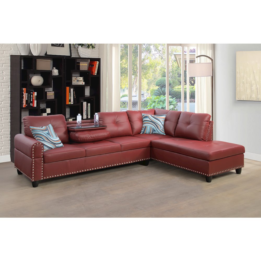 Sectional Sofa Set For Living Room In Right Facing Red Color. Picture 1