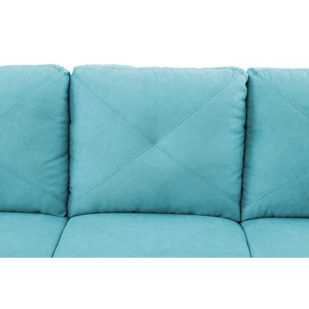 Sectional Sofa Set For Living Room In Left Facing Light Blue Linen Color. Picture 7
