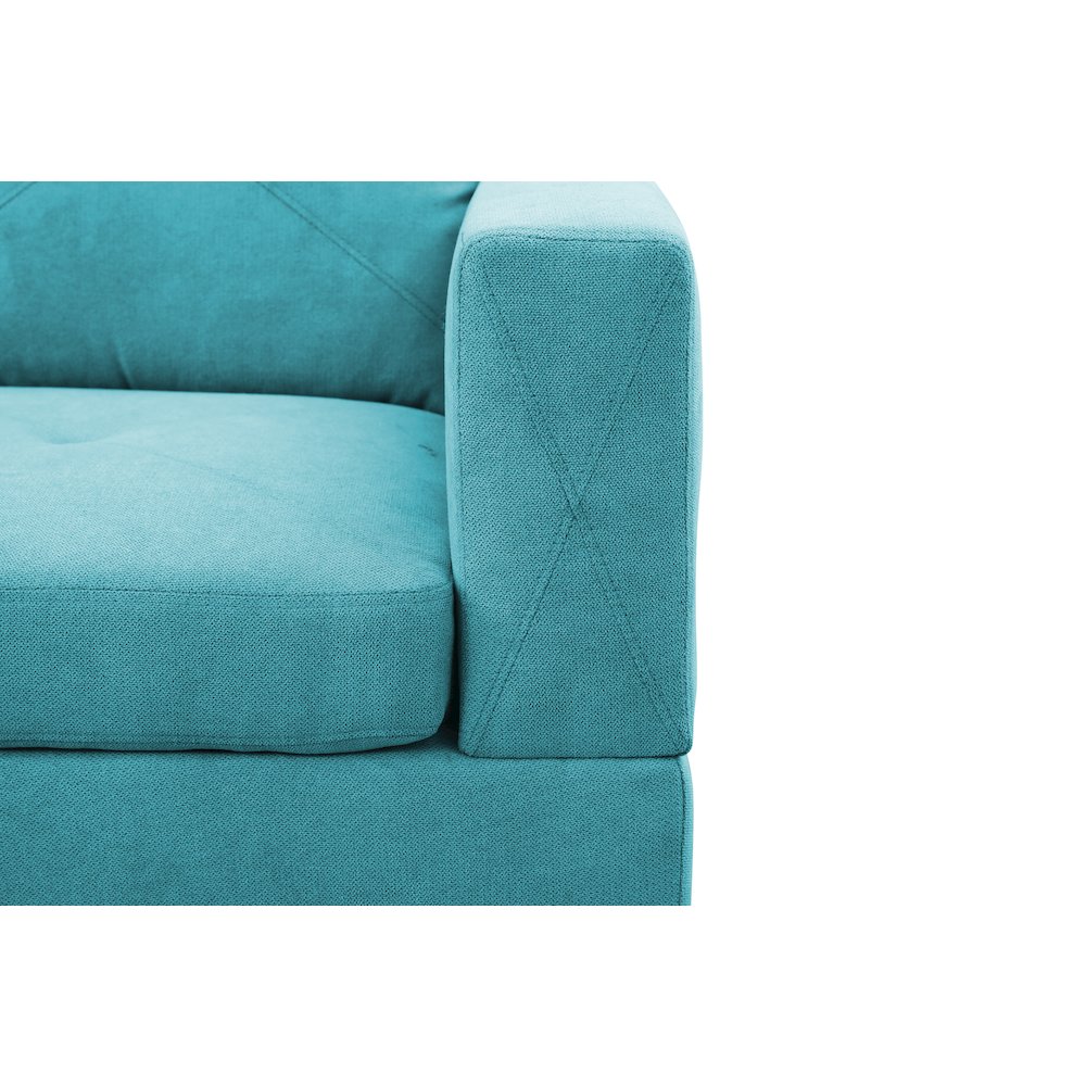 Sectional Sofa Set For Living Room In Left Facing Light Blue Linen Color. Picture 6