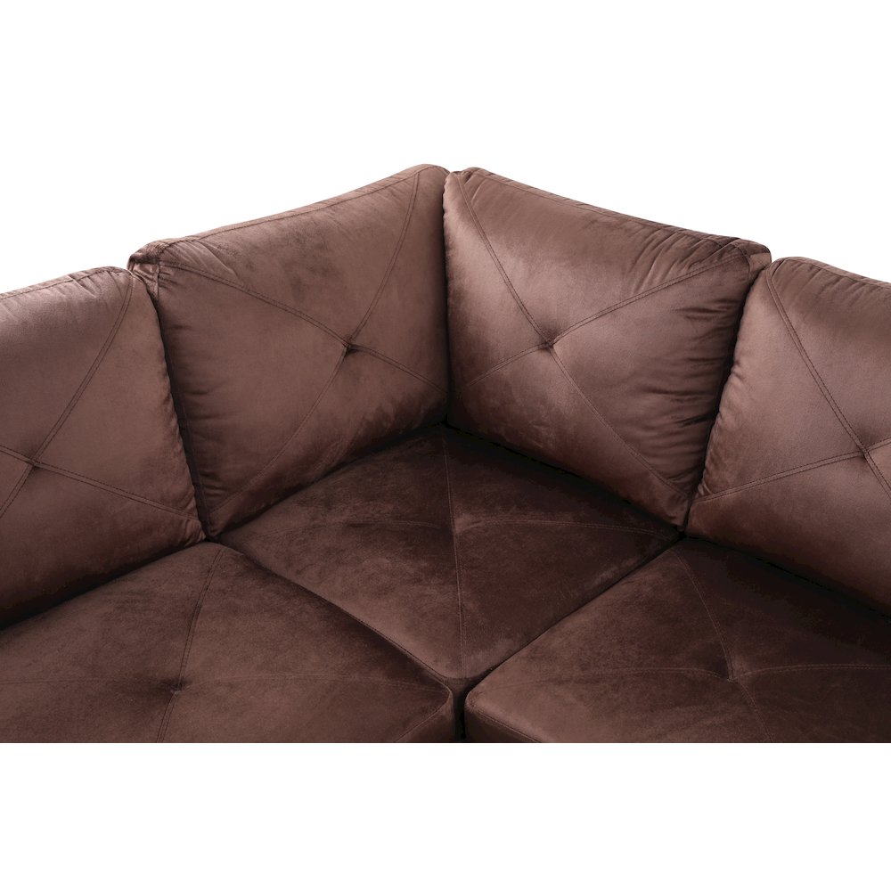 Sectional Sofa Set For Living Room In Left Facing Medium Brown Microfiber Color. Picture 5