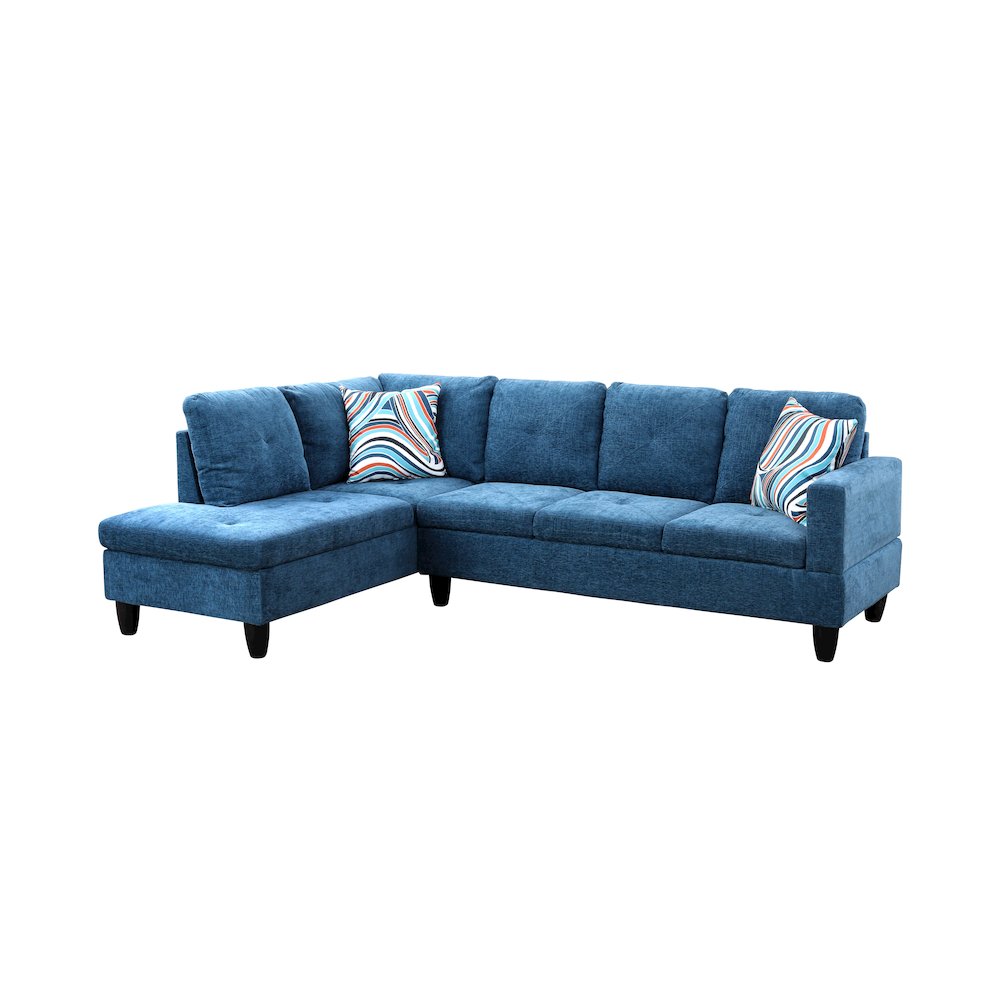 Sectional Sofa Set For Living Room In Left Facing Sky Blue Linen Color. Picture 1