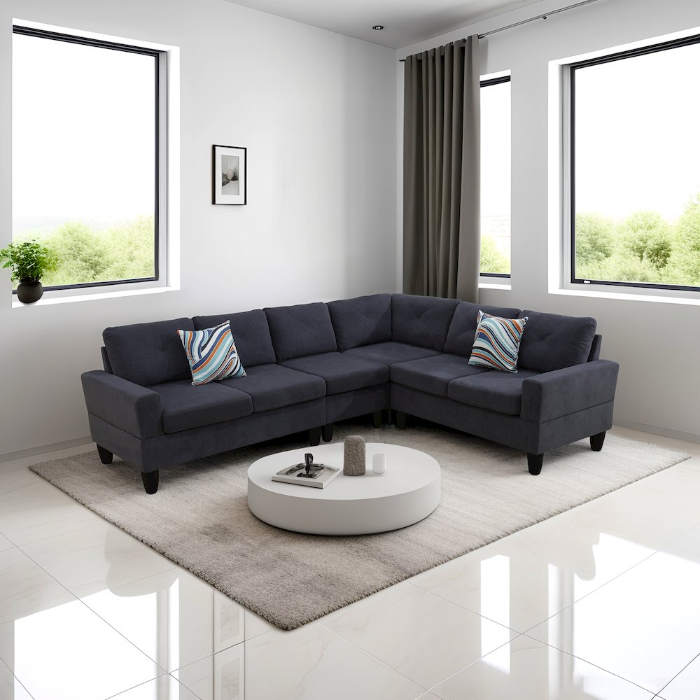 Sectional Sofa Set For Living Room In Dark Gray Massa Color. Picture 1