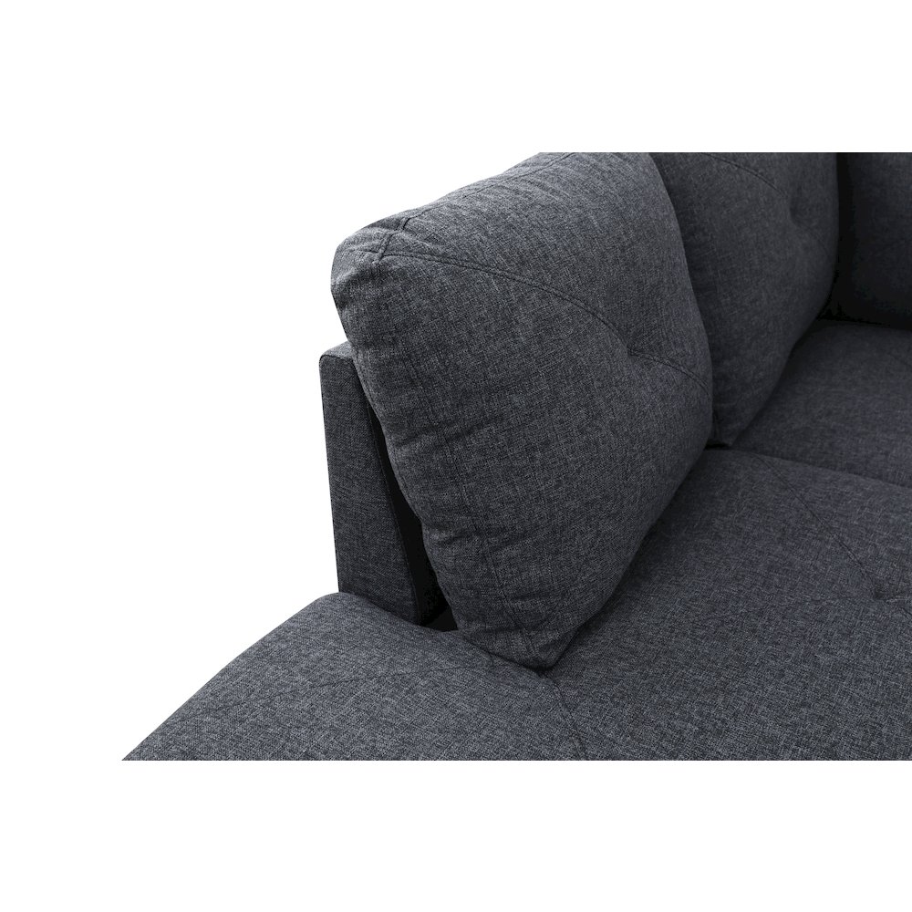 Sectional Sofa Set For Living Room In Left Facing Charcoal Gray Linen Color. Picture 5