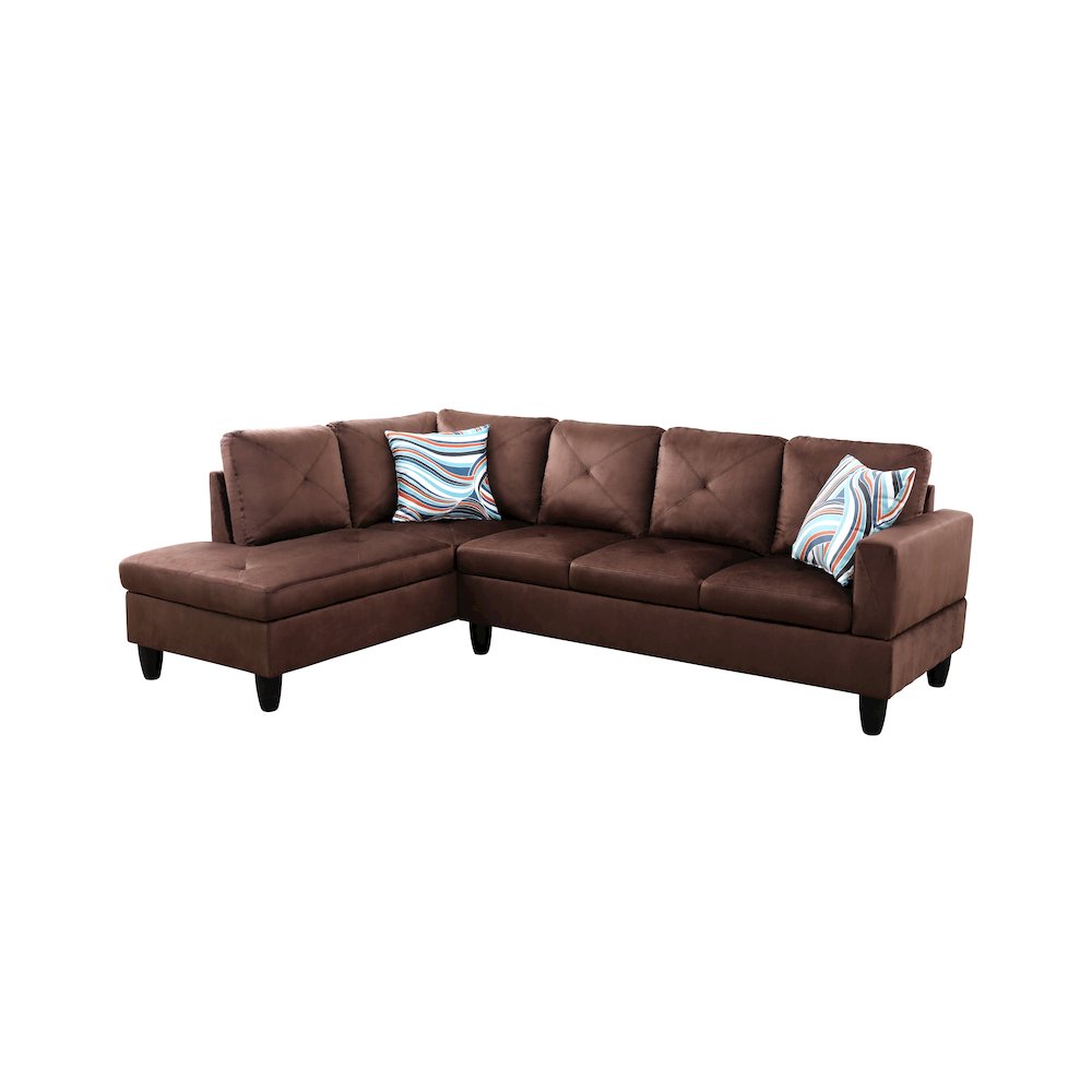 Sectional Sofa Set For Living Room In Left Facing Medium Brown Microfiber Color. Picture 1