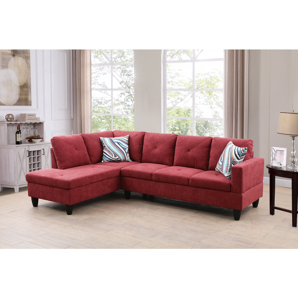Sectional Sofa Set For Living Room In Left Facing Medium Red Flannel Color. Picture 2