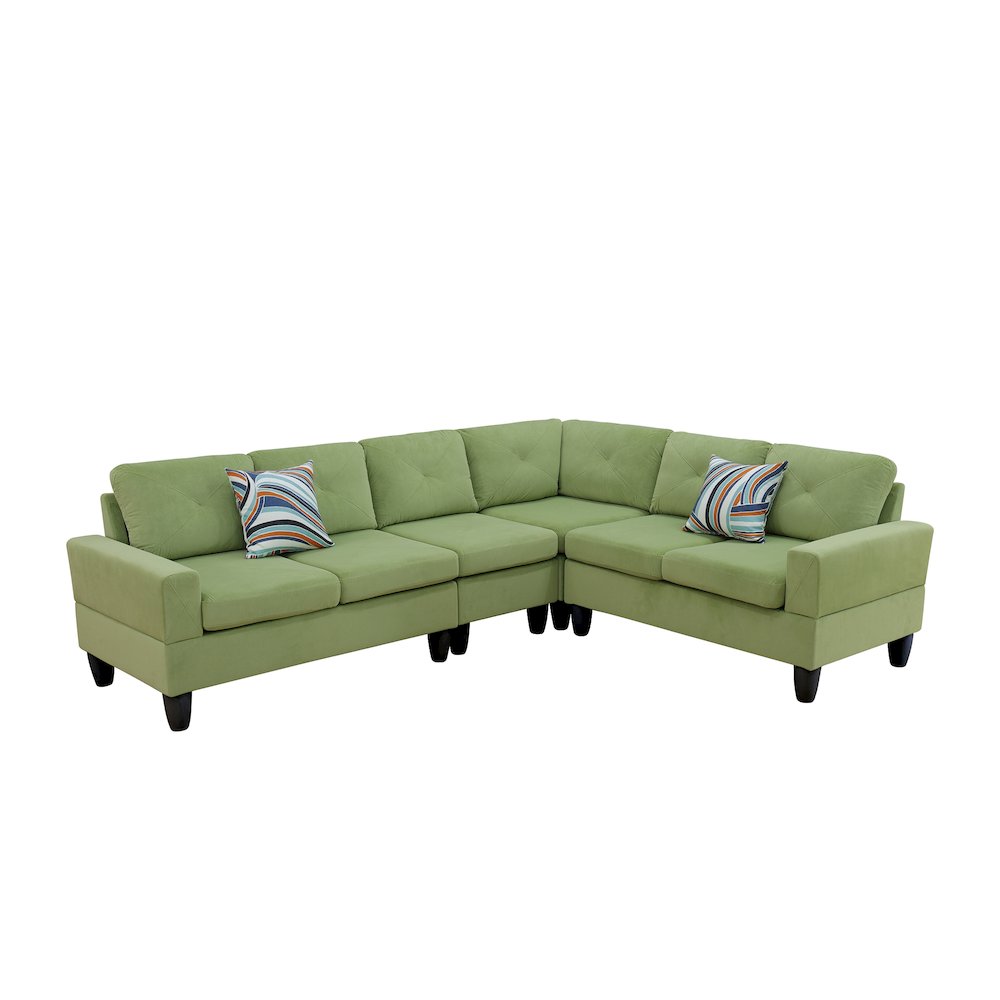 Sectional Sofa Set For Living Room In Apple Green Color. Picture 1
