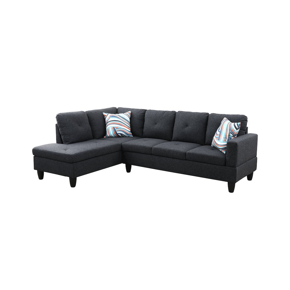 Sectional Sofa Set For Living Room In Left Facing Charcoal Gray Linen Color. Picture 1