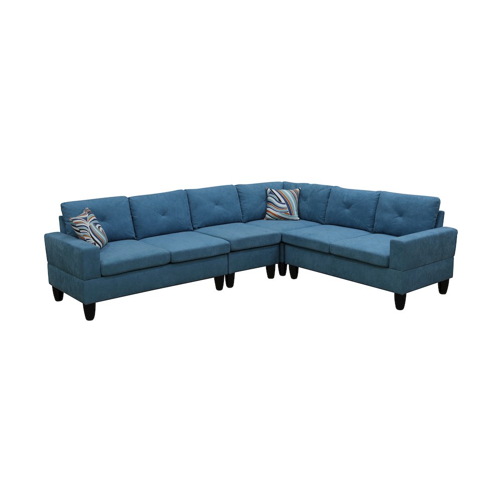 Sectional Sofa Set For Living Room In Blue Calico Color. Picture 1