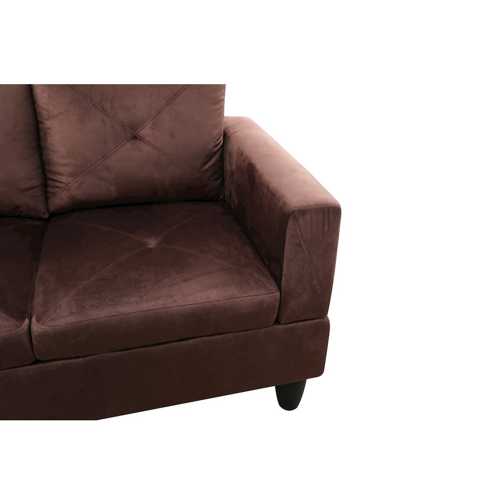 Sectional Sofa Set For Living Room In Left Facing Medium Brown Microfiber Color. Picture 7