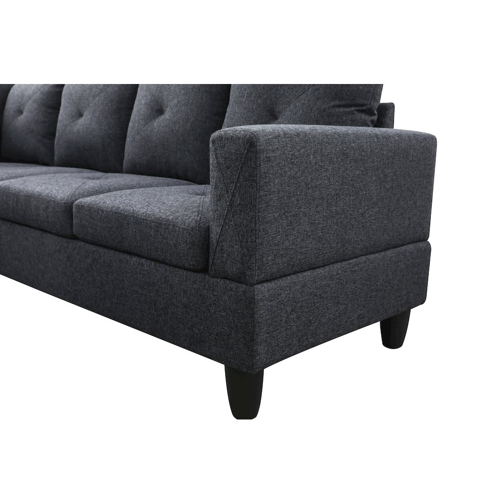 Sectional Sofa Set For Living Room In Left Facing Charcoal Gray Linen Color. Picture 7