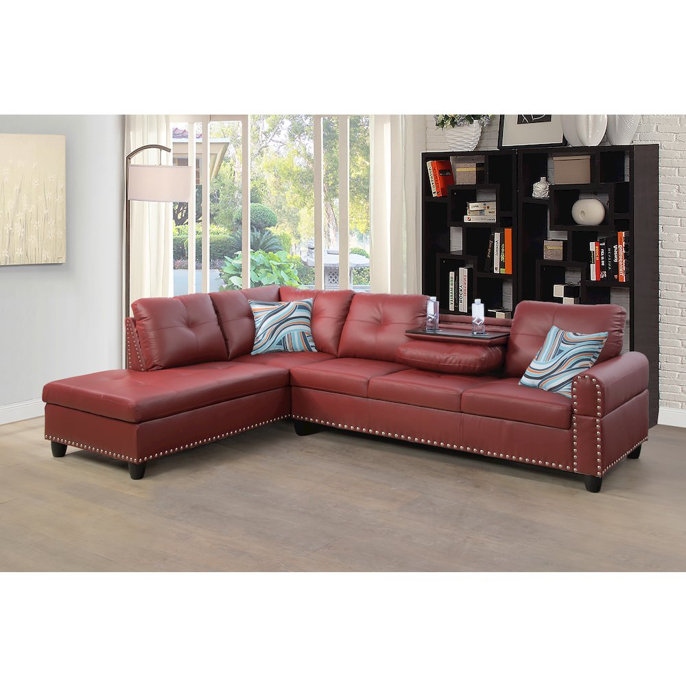 Sectional Sofa Set For Living Room In Left Facing Red Color. Picture 1