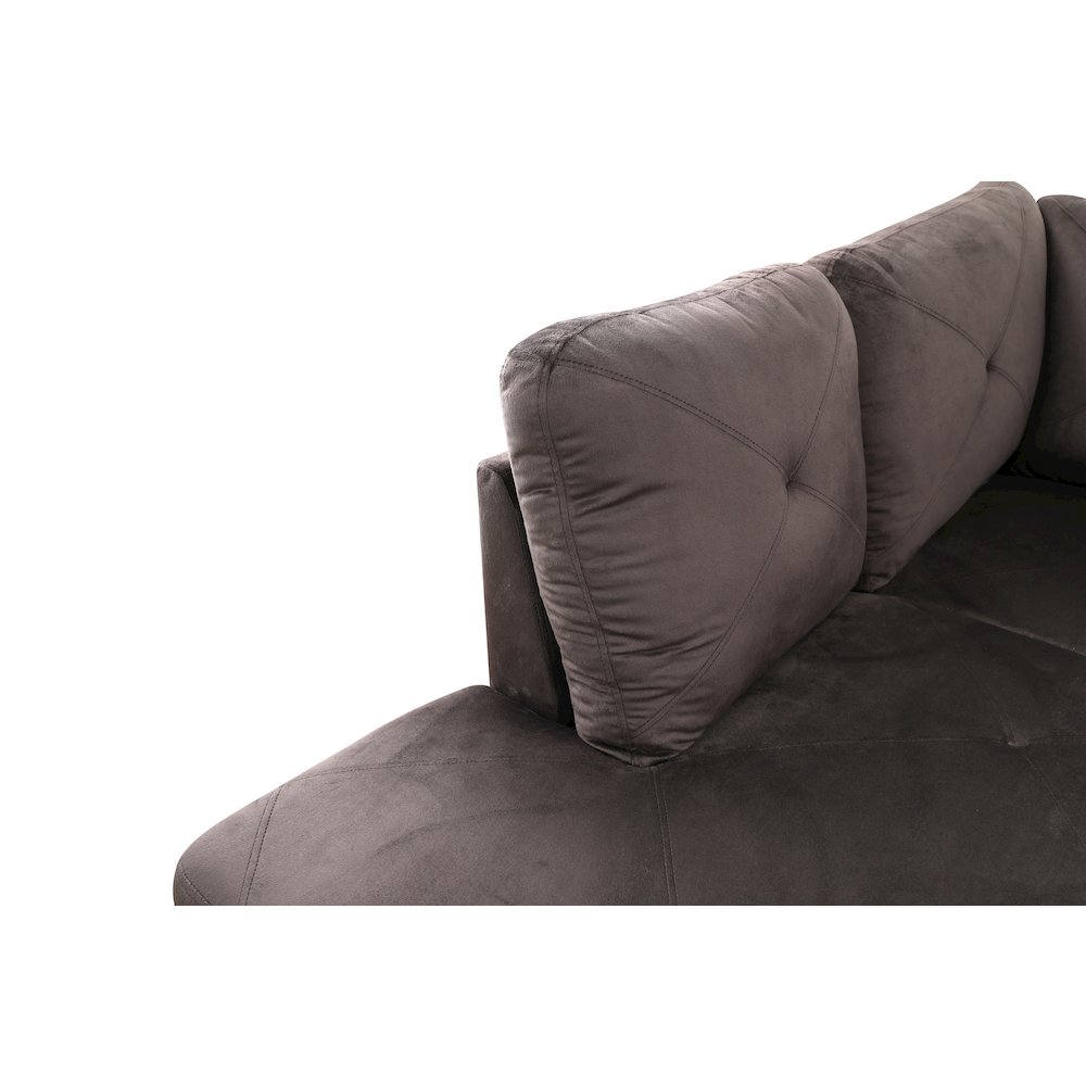 Sectional Sofa Set For Living Room In Left Facing Brown Gray Flannel Color. Picture 5