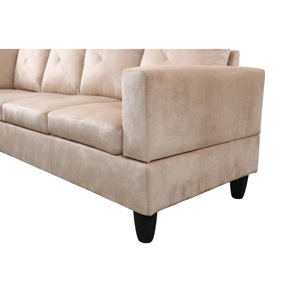 Sectional Sofa Set For Living Room In Left Facing Brown Beige Microfiber Color. Picture 3