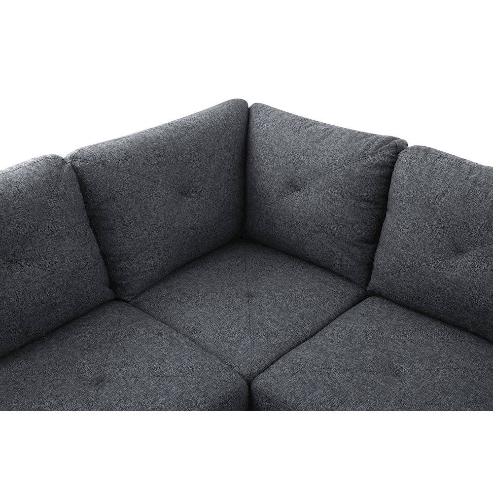 Sectional Sofa Set For Living Room In Left Facing Charcoal Gray Linen Color. Picture 4