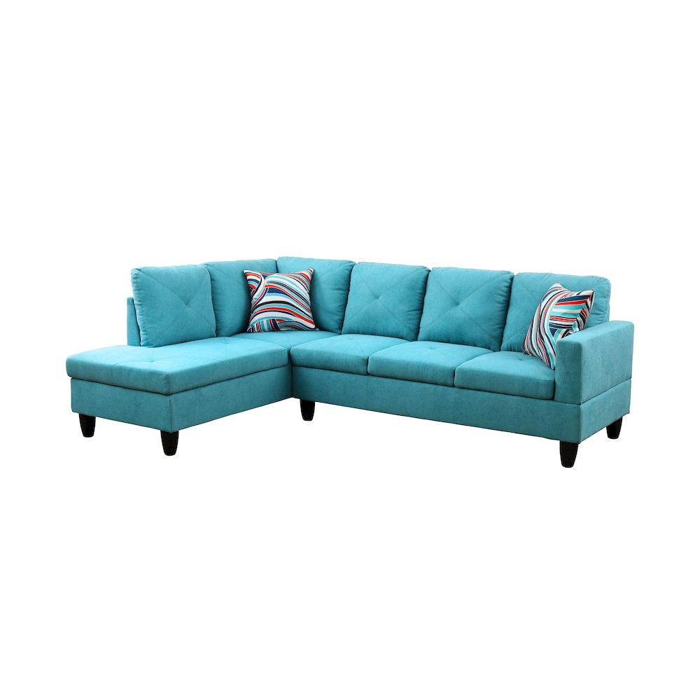 Sectional Sofa Set For Living Room In Left Facing Light Blue Linen Color. Picture 1