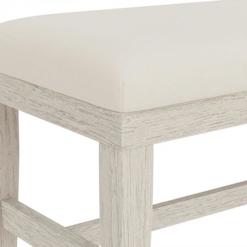 Beige Upholstered Dining Bench – Wood Bed Bench for Bedroom or Hallway. Picture 6