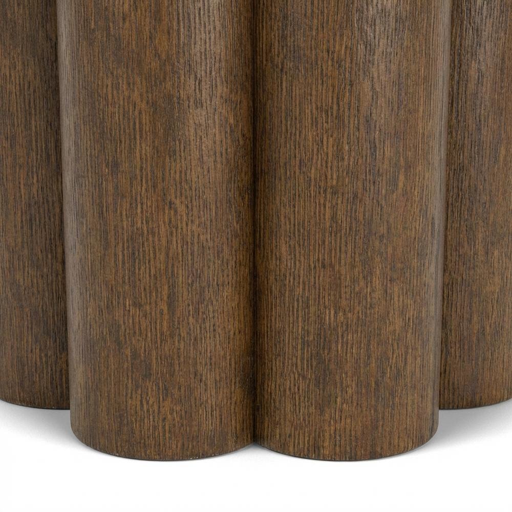 Brown Round End Table with Pedestal Base for Living Room Corners. Picture 6