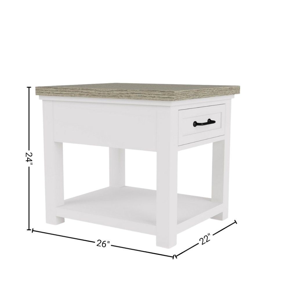 Beige Farmhouse End Table Living Room Sofa Side Table Wood Furniture. Picture 6