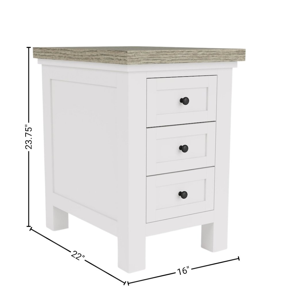 Beige Wooden 3 Drawer End Table Nightstand with Drawers Bedside Table. Picture 6