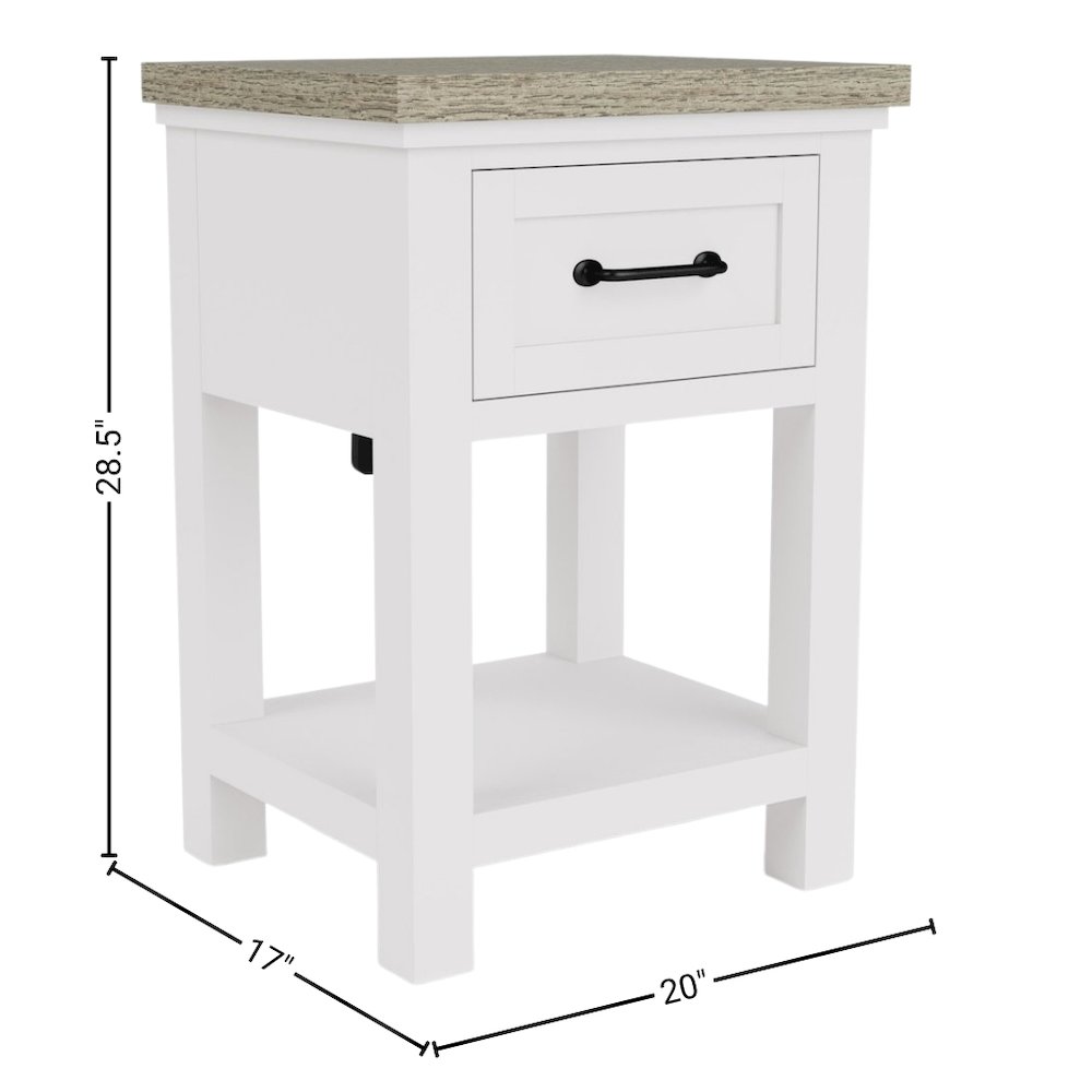 Wood Nightstand with Drawer – Beige End Table Bedroom Accent Storage. Picture 5