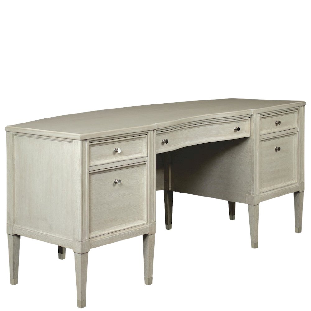 Executive Wood Desk with 5 Drawers – Traditional Office Desk in Brown Finish. Picture 1