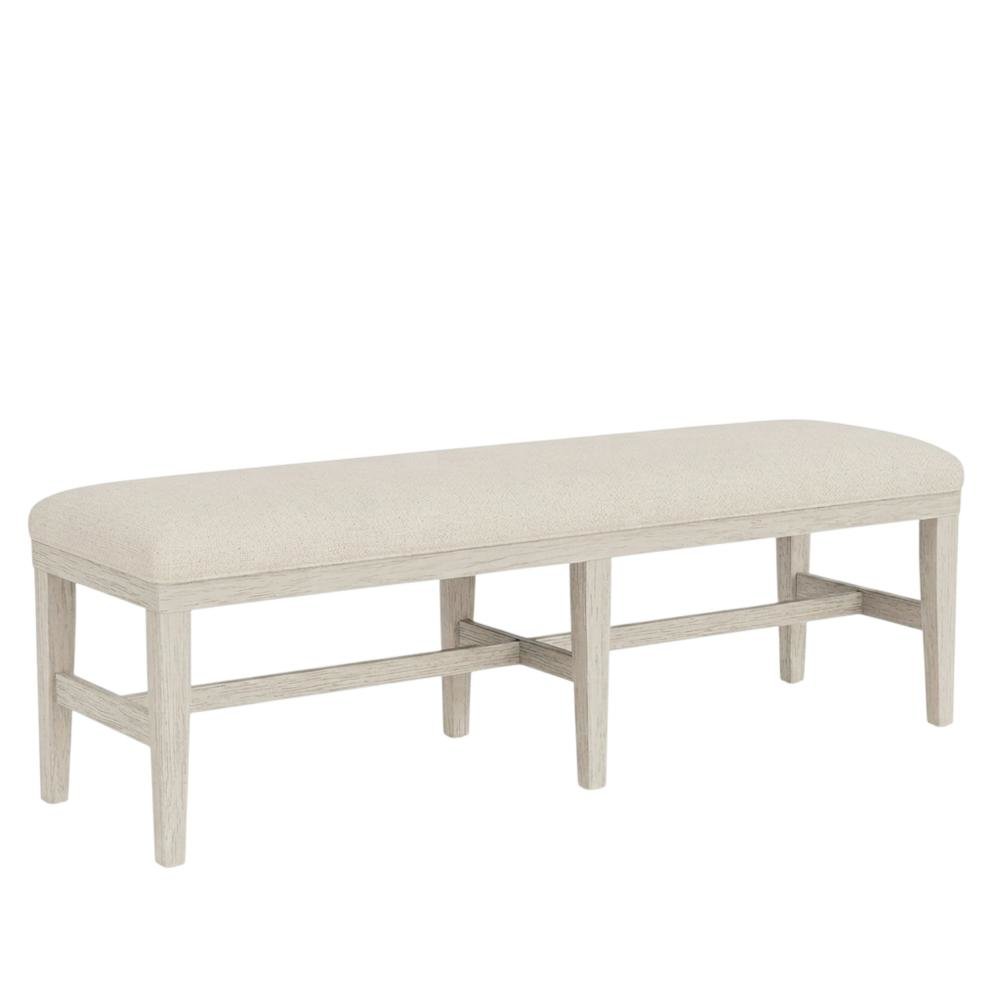 Beige Upholstered Dining Bench – Wood Bed Bench for Bedroom or Hallway. Picture 1