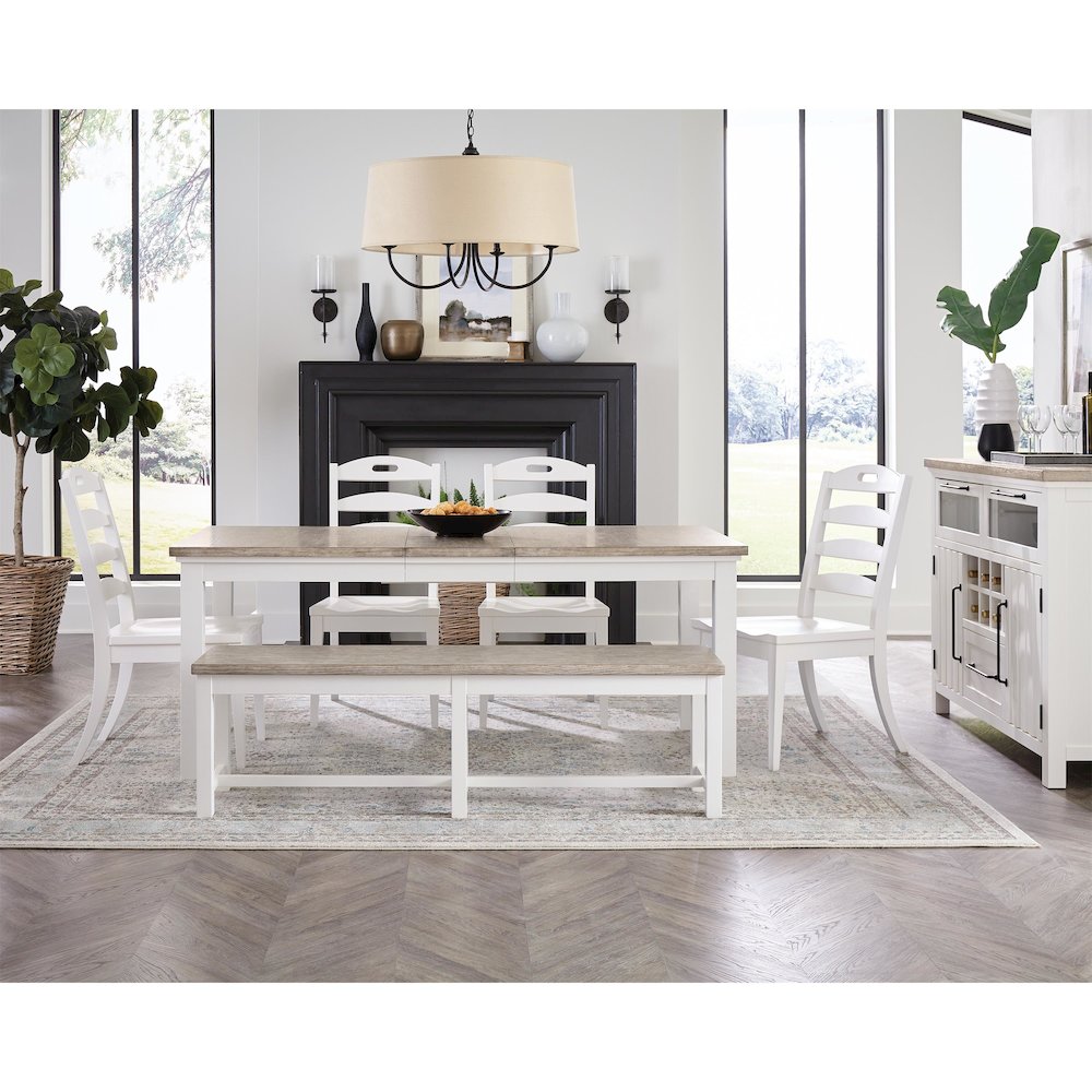 Cora White Dining Bench. Picture 4