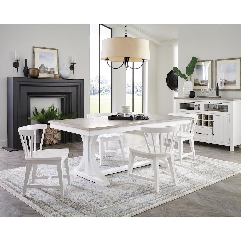 Cora White Trestle Dining Table. Picture 5