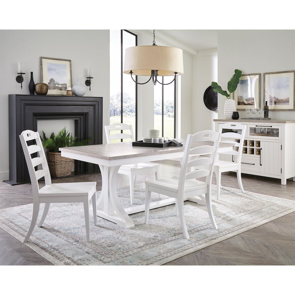 Cora White Trestle Dining Table. Picture 2