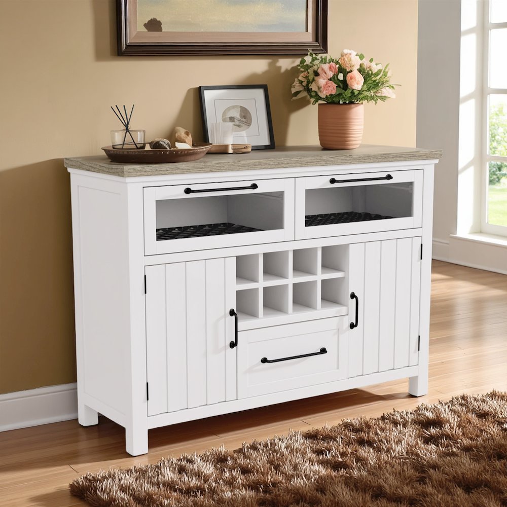 Buffet Cabinet with Storage – Beige Sideboard Cabinet and Buffet Table. Picture 3