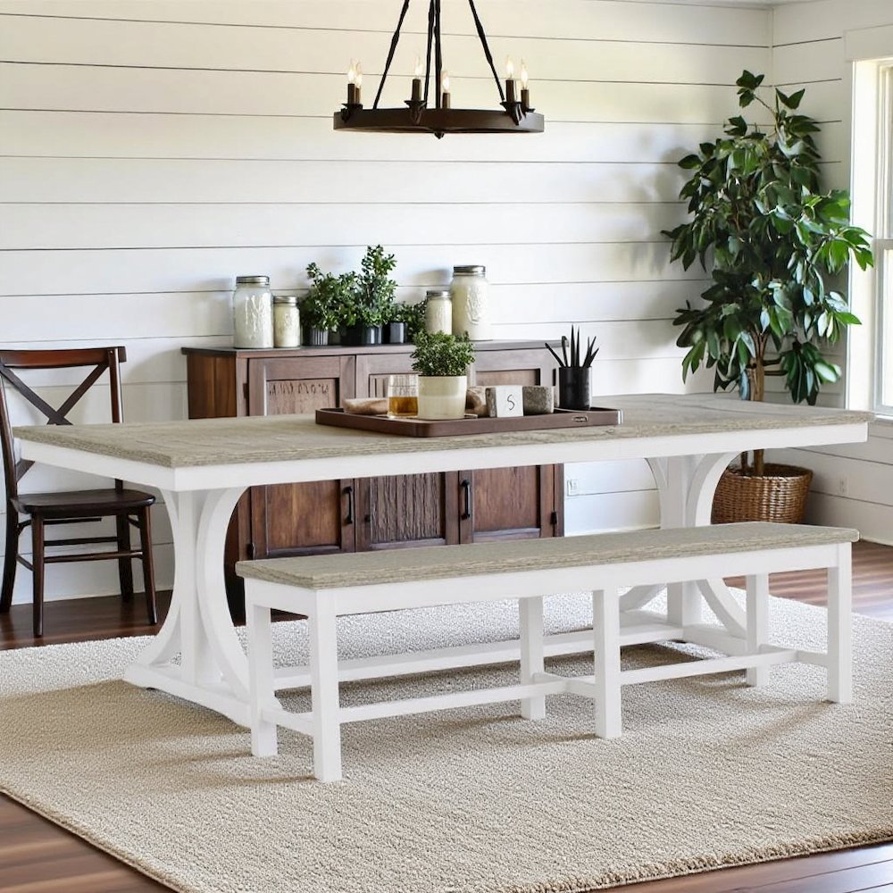 Beige Upholstered Dining Bench – Elegant Bedroom or Bed Bench Option. Picture 2