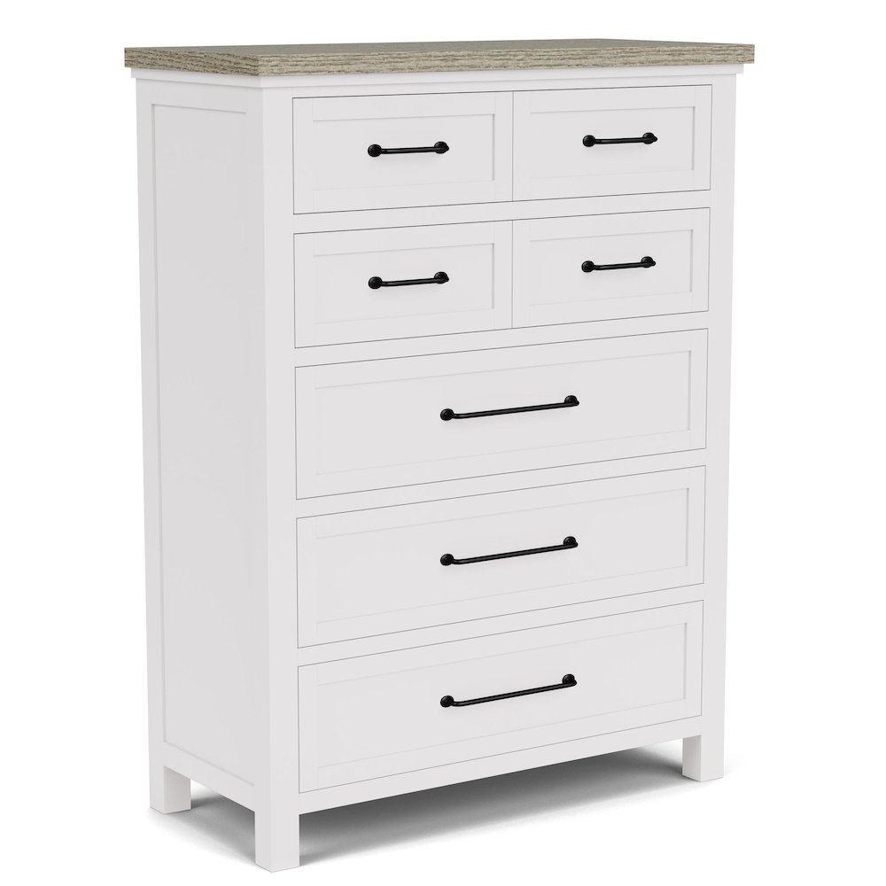 Cora White Five Drawer Chest. Picture 1