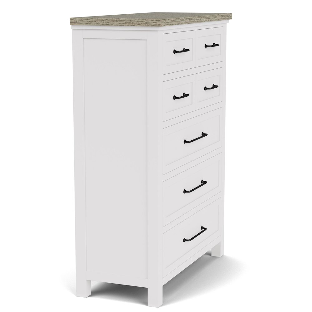 Cora White Five Drawer Chest. Picture 3