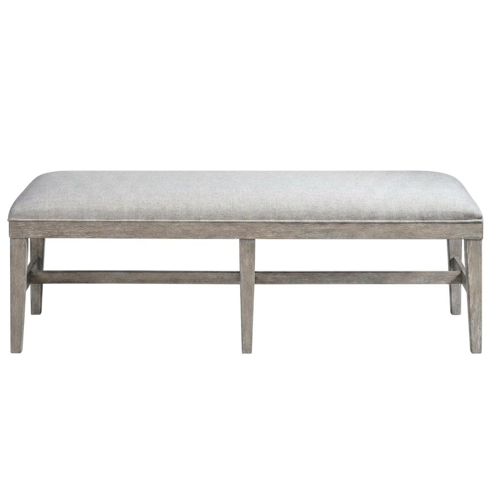 Gray Upholstered Bench – Dining, Bed, or Bedroom Bench with Wood Frame. Picture 4