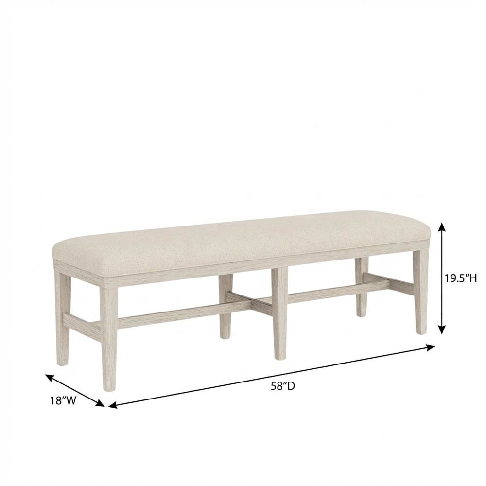 Beige Upholstered Dining Bench – Wood Bed Bench for Bedroom or Hallway. Picture 7