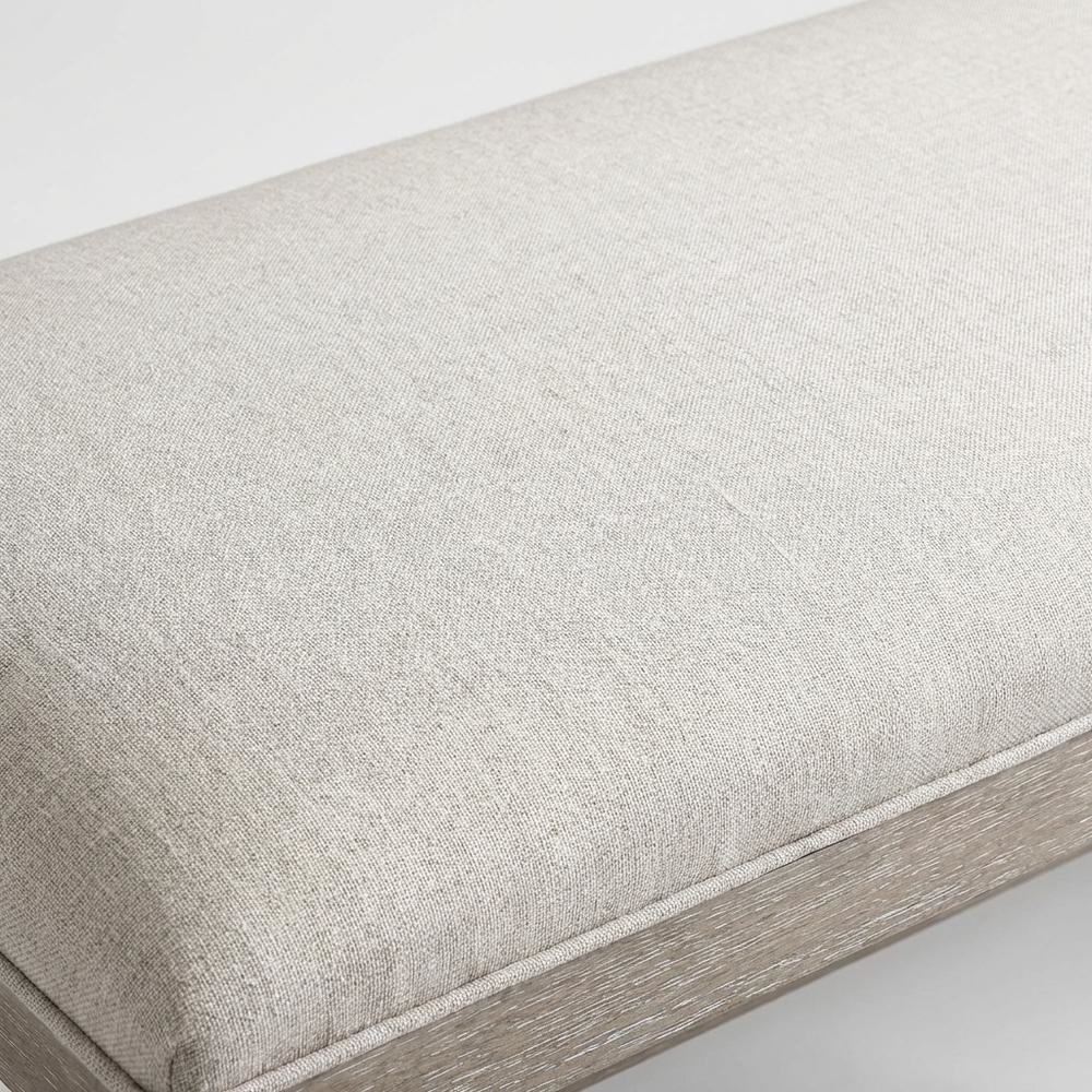 Gray Upholstered Bench – Dining, Bed, or Bedroom Bench with Wood Frame. Picture 5