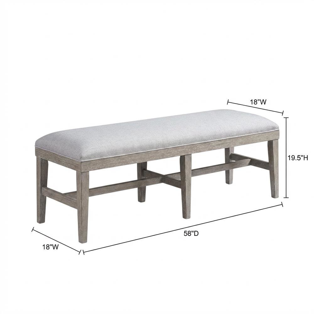 Gray Upholstered Bench – Dining, Bed, or Bedroom Bench with Wood Frame. Picture 7