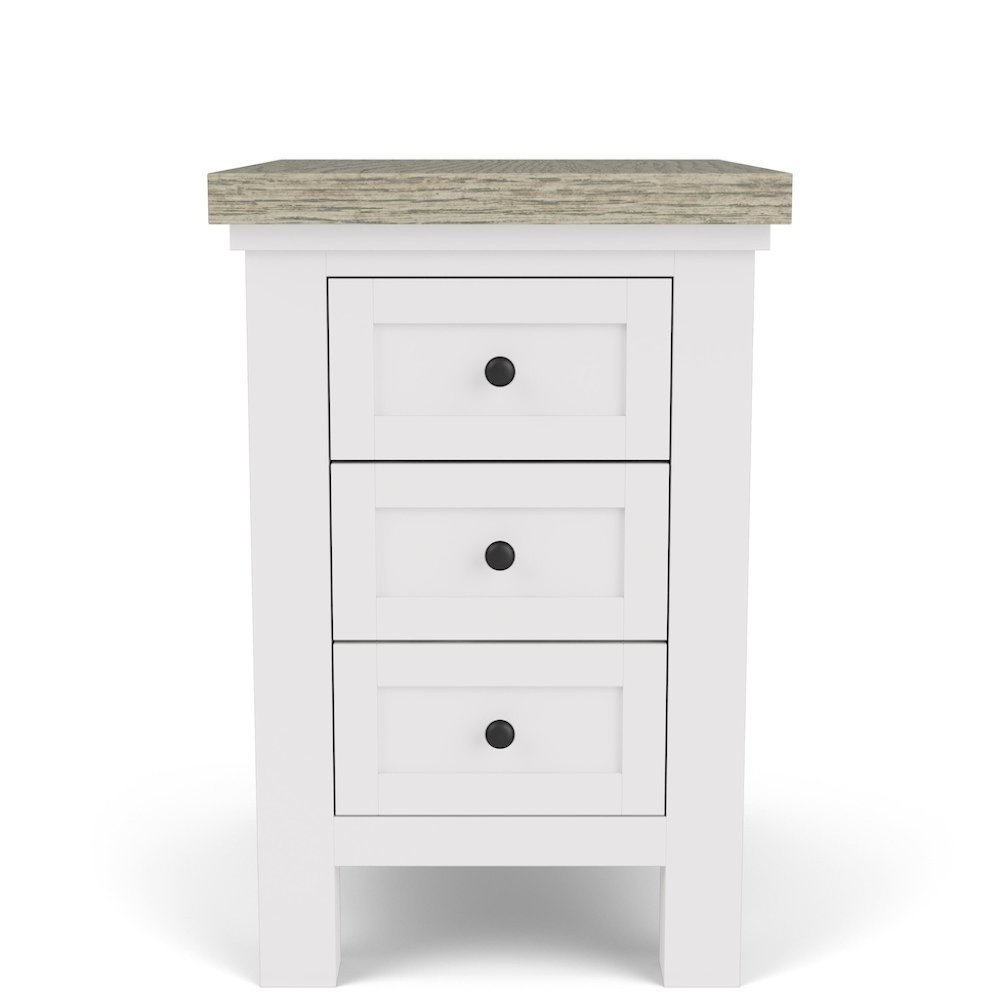 Beige Wooden 3 Drawer End Table Nightstand with Drawers Bedside Table. Picture 4