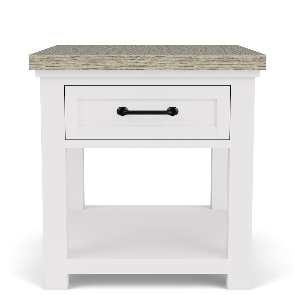 Beige Farmhouse End Table Living Room Sofa Side Table Wood Furniture. Picture 4