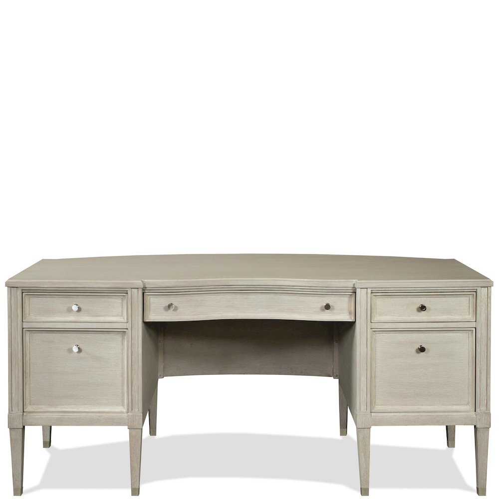 Executive Wood Desk with 5 Drawers – Traditional Office Desk in Brown Finish. Picture 4